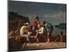 In a Quandary, or Mississippi Raftsmen at Cards, 1851-George Caleb Bingham-Mounted Giclee Print