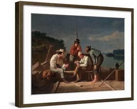 In a Quandary, or Mississippi Raftsmen at Cards, 1851-George Caleb Bingham-Framed Giclee Print