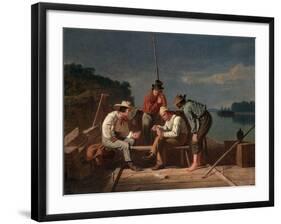 In a Quandary, or Mississippi Raftsmen at Cards, 1851-George Caleb Bingham-Framed Giclee Print