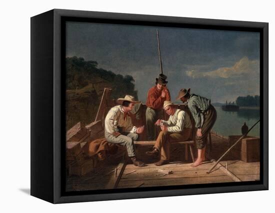 In a Quandary, or Mississippi Raftsmen at Cards, 1851-George Caleb Bingham-Framed Stretched Canvas