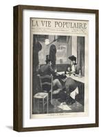 In a Restaurant, a Man and a Woman are Separate and Have Dinner. the Service Boy is Crouching near-Alphonse Marie Mucha-Framed Giclee Print