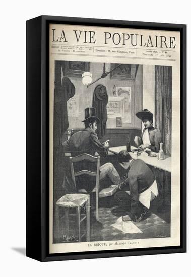 In a Restaurant, a Man and a Woman are Separate and Have Dinner. the Service Boy is Crouching near-Alphonse Marie Mucha-Framed Stretched Canvas