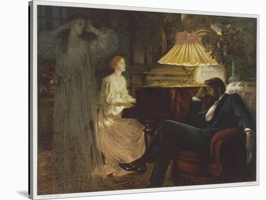 In a Reverie Induced by His Wife Playing the Piano He Hallucinates the Girl He Didn't Marry-Frank Bernard Dicksee-Stretched Canvas