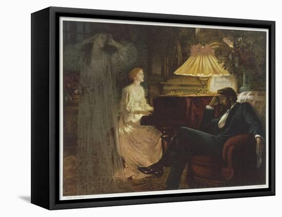 In a Reverie Induced by His Wife Playing the Piano He Hallucinates the Girl He Didn't Marry-Frank Bernard Dicksee-Framed Stretched Canvas
