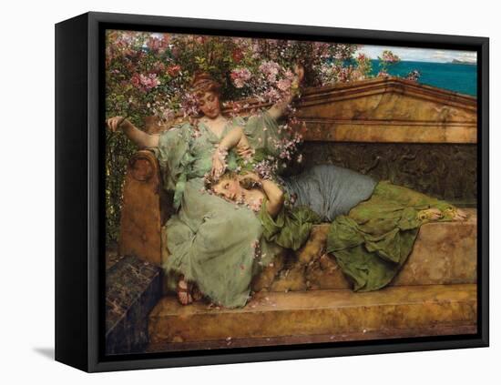 In a Rose Garden-Sir Lawrence Alma-Tadema-Framed Stretched Canvas