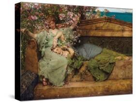 In a Rose Garden-Sir Lawrence Alma-Tadema-Stretched Canvas