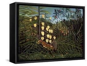 In a Tropical Forest. Struggle Between Tiger and Bull, 1908-1909-Henri Rousseau-Framed Stretched Canvas