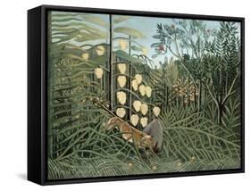 In a Tropical Forest (Struggle between Tiger and Bull)-Henri Rousseau-Framed Stretched Canvas