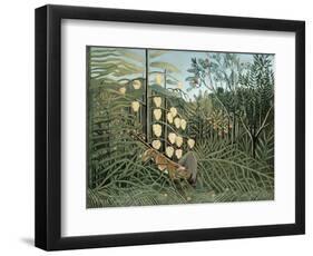 In a Tropical Forest (Struggle between Tiger and Bull)-Henri Rousseau-Framed Giclee Print