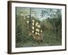 In a Tropical Forest (Struggle between Tiger and Bull)-Henri Rousseau-Framed Giclee Print