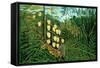 In a Tropical Forest; Tiger Attacks a Buffalo-Henri Rousseau-Framed Stretched Canvas