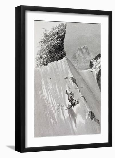 In Attempting to Pass the Corner I Slipped and Fell" from "The Ascent of the Matterhorn"-Edward Whymper-Framed Giclee Print