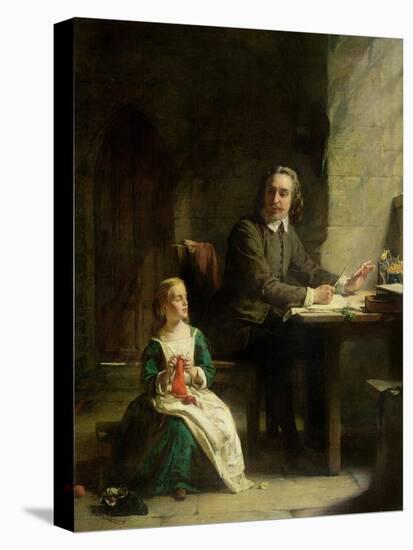In Bedford Jail - John Bunyan (1628-88) and His Blind Daughter-Alexander Johnston-Stretched Canvas