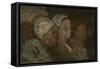 In Church, 1855-57 (Oil on Wood)-Honore Daumier-Framed Stretched Canvas