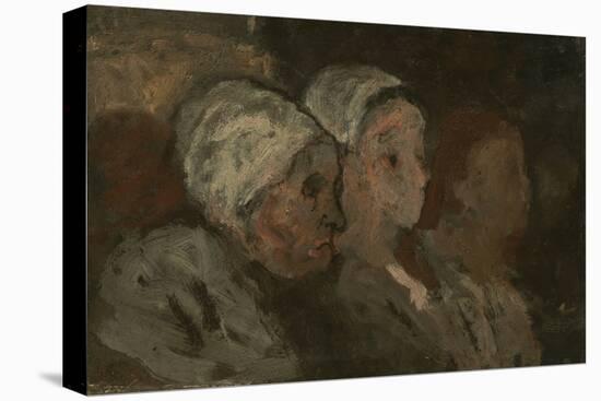 In Church, 1855-57 (Oil on Wood)-Honore Daumier-Stretched Canvas