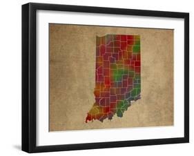 IN Colorful Counties-Red Atlas Designs-Framed Giclee Print