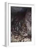 In dragon's form Fafner now watches the hoard', 1924-Arthur Rackham-Framed Giclee Print