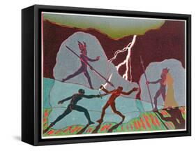 In Fight Wotan Intervenes Shattering Notung; Hunding Kills Siegmund: Illustration for 'Die Walkure'-Phil Redford-Framed Stretched Canvas