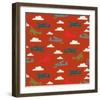 In Flight Airplane and Clouds-null-Framed Giclee Print