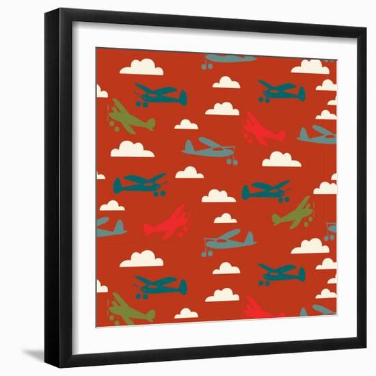 In Flight Airplane and Clouds-null-Framed Giclee Print