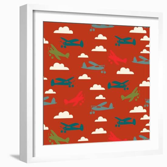 In Flight Airplane and Clouds-null-Framed Giclee Print