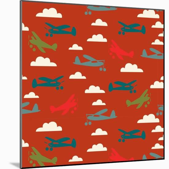 In Flight Airplane and Clouds-null-Mounted Giclee Print