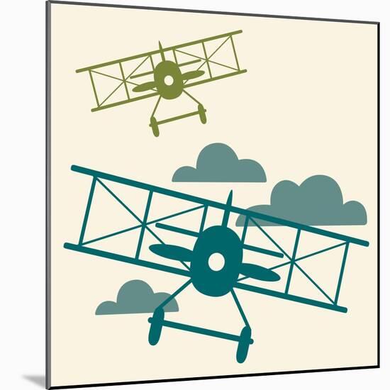 In Flight Airplane-null-Mounted Giclee Print