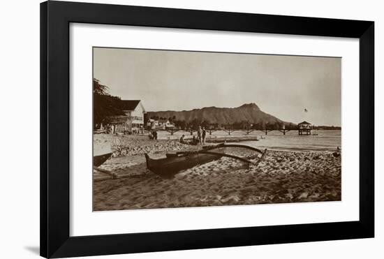 In Front of Outrigger Canoe Club, Waikiki Beach, Hawaii, 1917-null-Framed Art Print