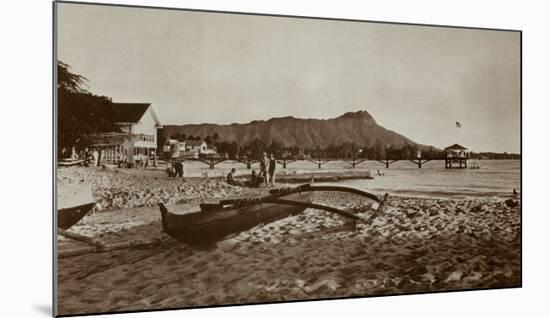 In Front of Outrigger Canoe Club, Waikiki Beach, Hawaii, 1917-null-Mounted Art Print