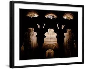 In front of the mihrab of the Great Mosque of Cordoba, part of the 10th century enlargements-Werner Forman-Framed Giclee Print