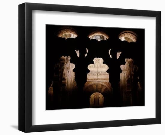 In front of the mihrab of the Great Mosque of Cordoba, part of the 10th century enlargements-Werner Forman-Framed Giclee Print