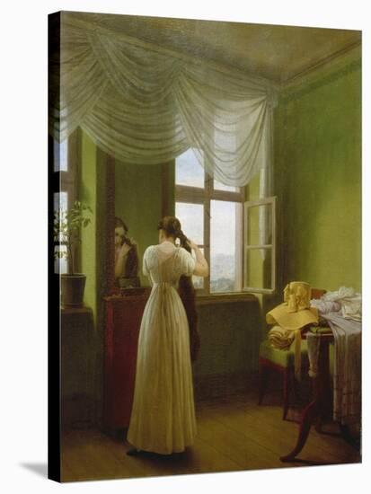 In front of the mirror. 1827-Georg Friedrich Kersting-Stretched Canvas