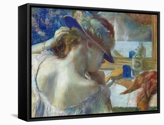 In Front of the Mirror, 1889-Edgar Degas-Framed Stretched Canvas