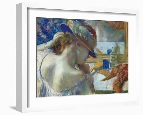 In Front of the Mirror, 1889-Edgar Degas-Framed Giclee Print