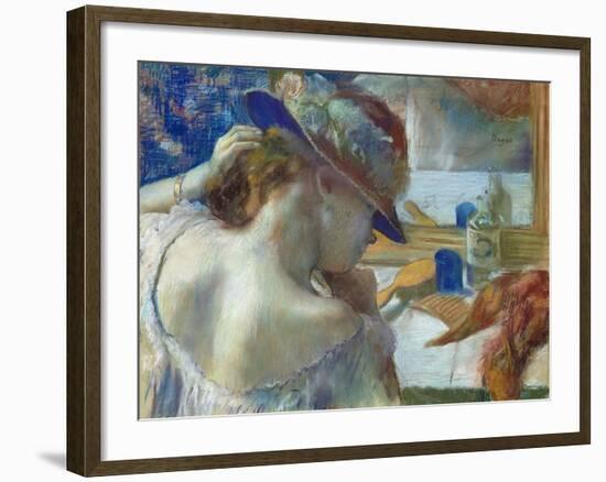 In Front of the Mirror, 1889-Edgar Degas-Framed Giclee Print