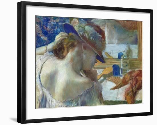 In Front of the Mirror, 1889-Edgar Degas-Framed Giclee Print