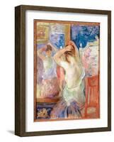 In Front of the Mirror, 1890 (Oil on Canvas)-Berthe Morisot-Framed Giclee Print