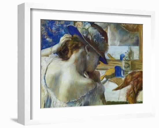 In Front of the Mirror, about 1889-Edgar Degas-Framed Giclee Print