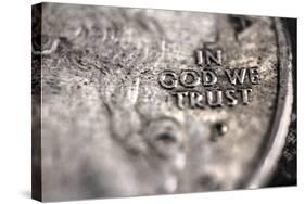 In God We Trust on US Quarter in Macro View-null-Stretched Canvas