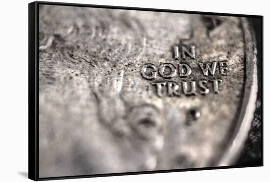 In God We Trust on US Quarter in Macro View-null-Framed Stretched Canvas