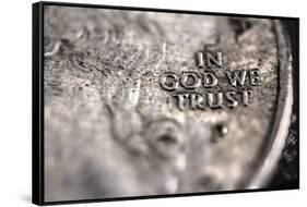 In God We Trust on US Quarter in Macro View-null-Framed Stretched Canvas