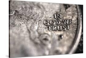 In God We Trust on US Quarter in Macro View-null-Stretched Canvas