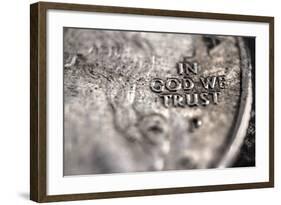 In God We Trust on US Quarter in Macro View-null-Framed Photo