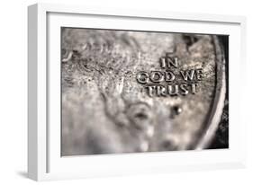 In God We Trust on US Quarter in Macro View-null-Framed Photo