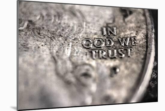 In God We Trust on US Quarter in Macro View-null-Mounted Photo