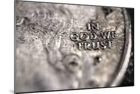 In God We Trust on US Quarter in Macro View-null-Mounted Photo