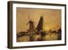 In Holland, Boats Near a Windmill, 1868-Johan-Barthold Jongkind-Framed Giclee Print