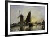 In Holland, Ships Near a Mill, c.1868-Johan-Barthold Jongkind-Framed Giclee Print