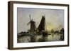 In Holland, Ships Near a Mill, c.1868-Johan-Barthold Jongkind-Framed Giclee Print