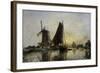In Holland, Ships Near a Mill, c.1868-Johan-Barthold Jongkind-Framed Giclee Print